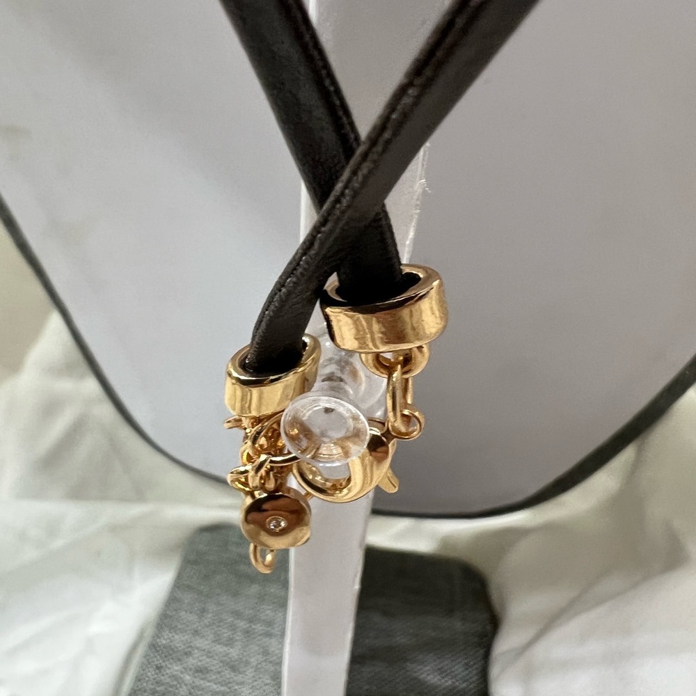 Fashion Necklace BoHo Chic Style W/ Leather Strap And 18kt Gold Plated☑️ - Picture 10 of 13